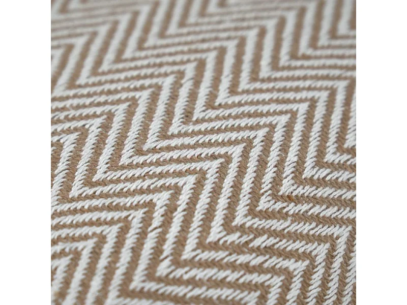 Lot 2 coussins carrés 40 x 40 cm coton brodé de chevrons beige - GLINT