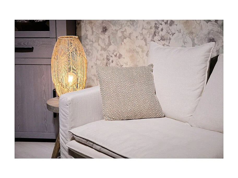 Lot 2 coussins carrés 40 x 40 cm coton brodé de chevrons beige - GLINT