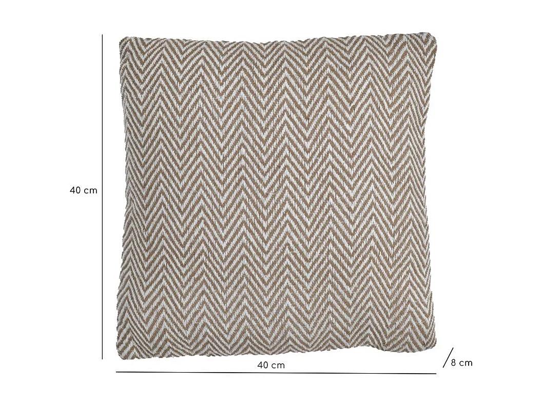 Lot 2 coussins carrés 40 x 40 cm coton brodé de chevrons beige - GLINT