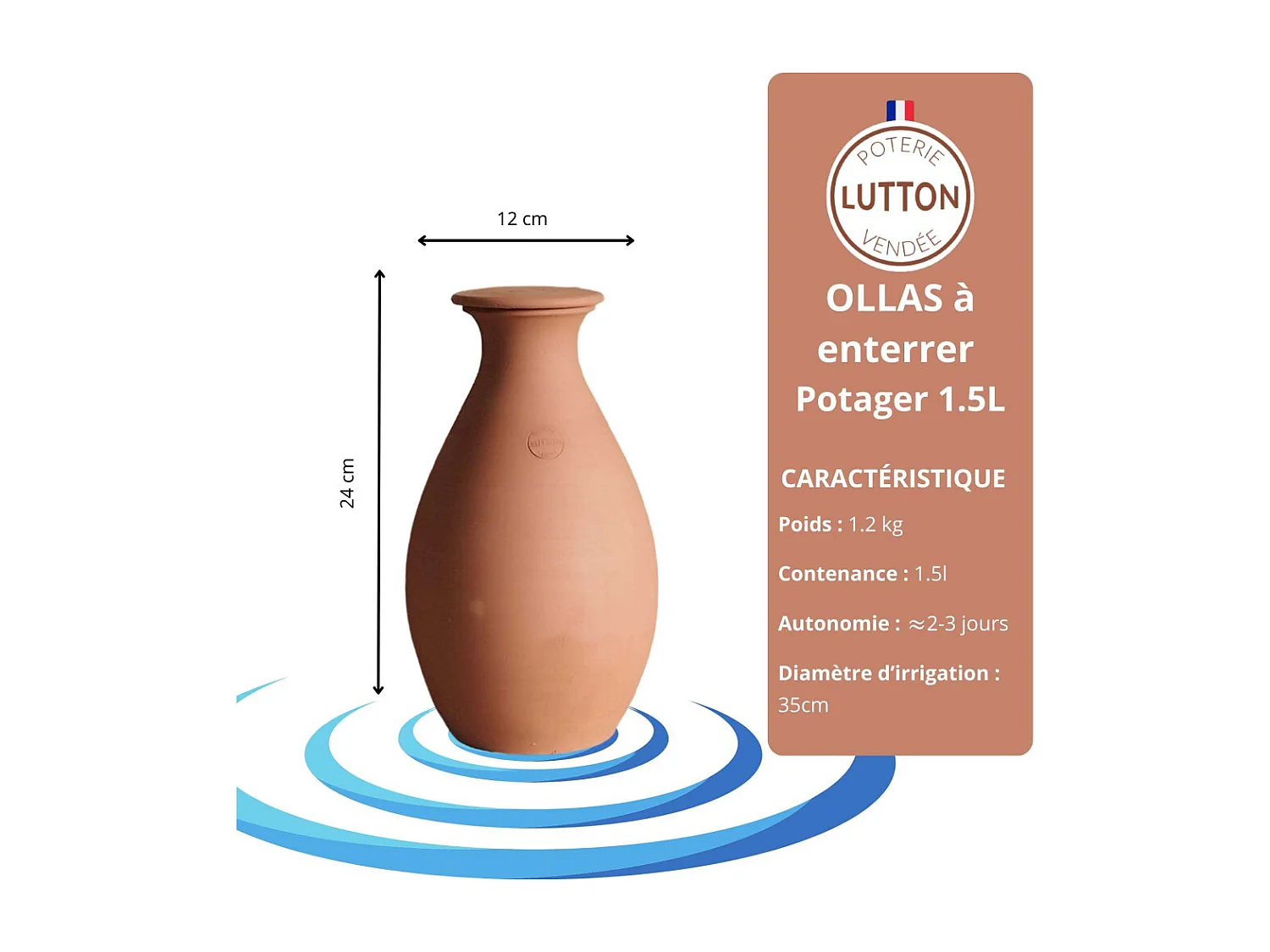 Ollas à enterrer en argile Potager 1.5 litres