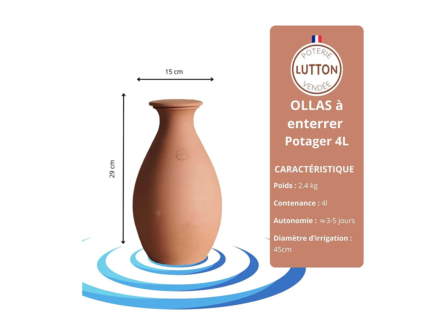 Ollas à enterrer en argile Potager 4 litres