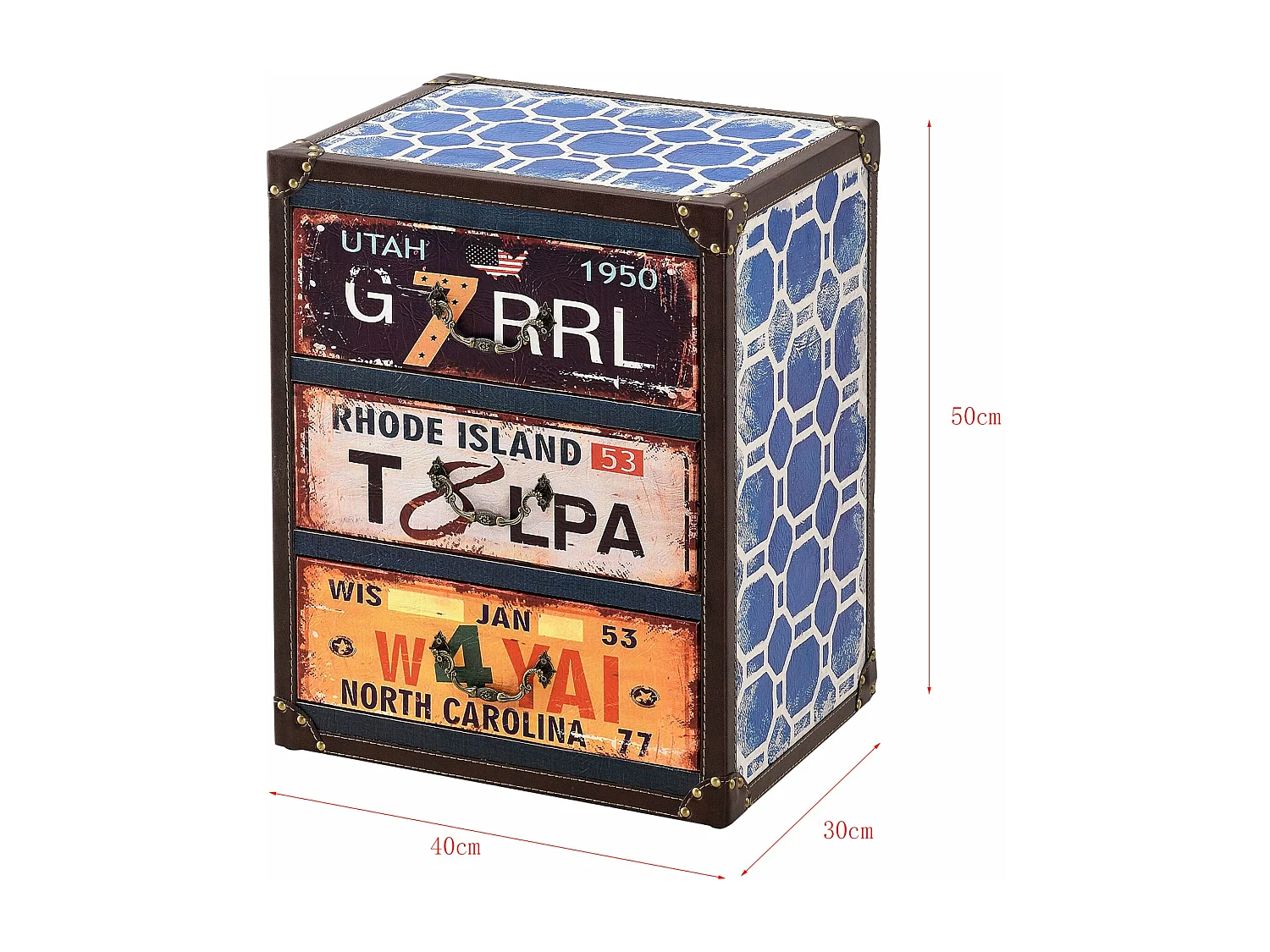 Commode stylée meuble de multicolore 40 x 30 x 50 cm 03_0006844