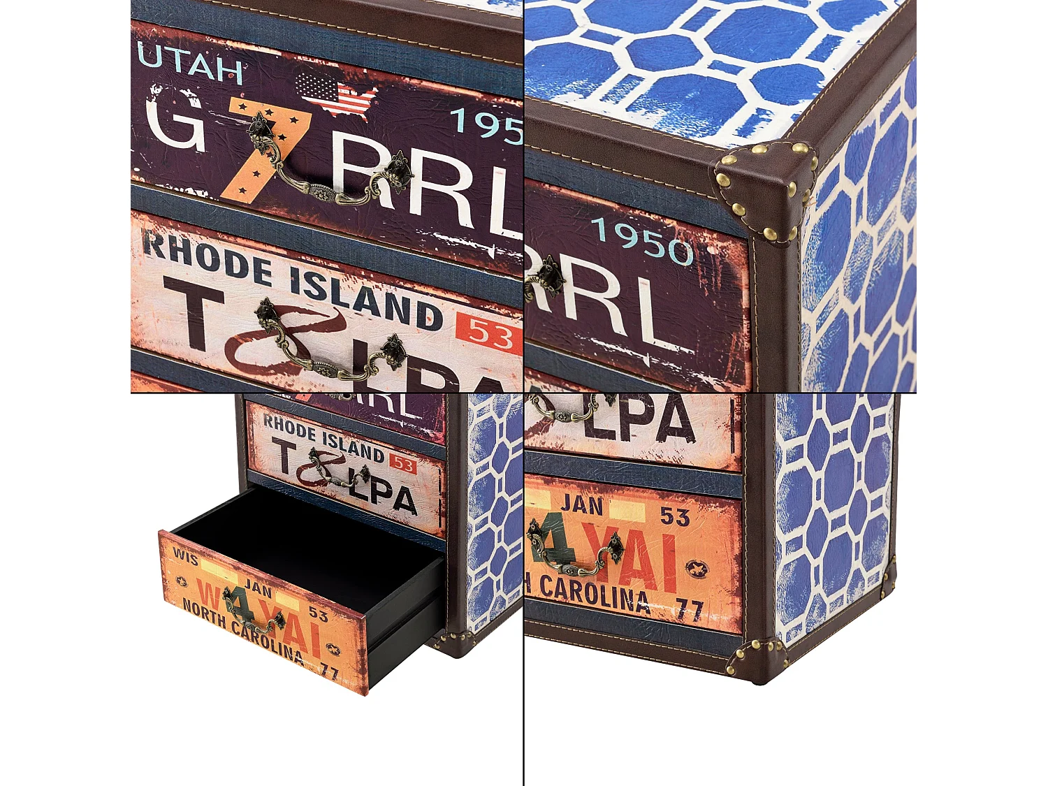 Commode stylée meuble de multicolore 40 x 30 x 50 cm 03_0006844