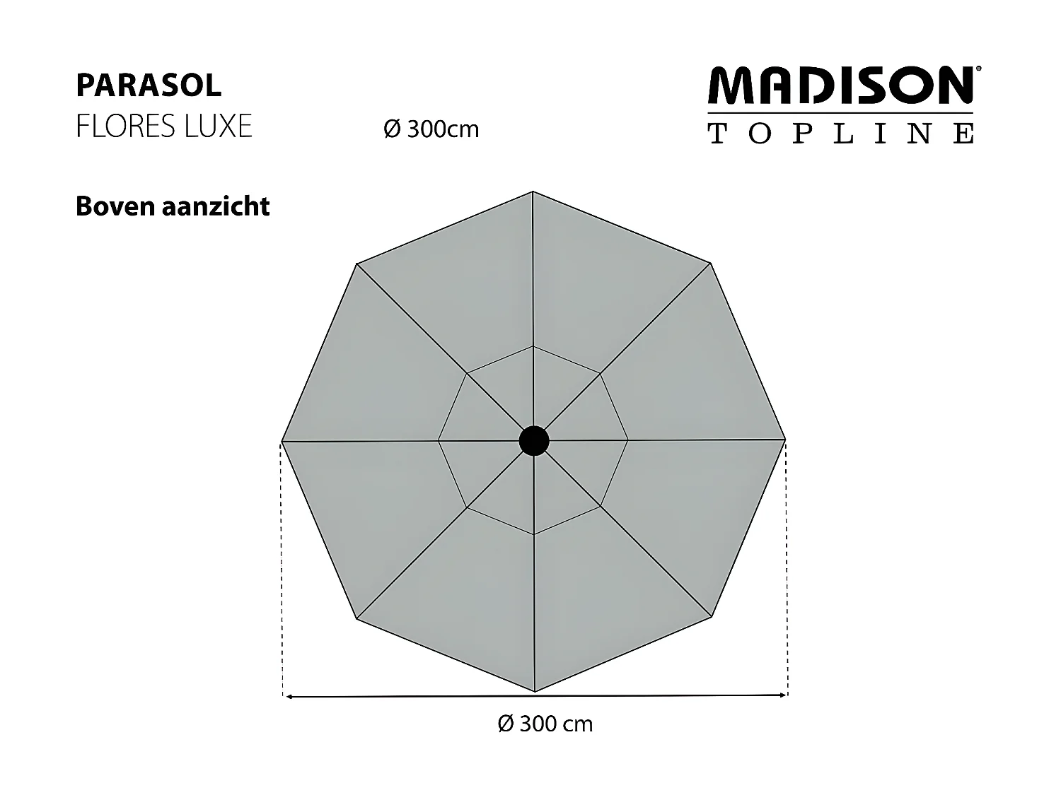 Guarda-sol Flores Luxe 300 cm redondo verde salva