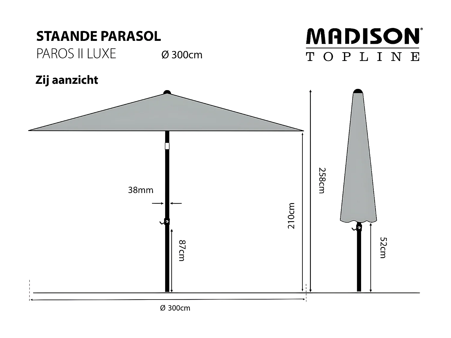 Guarda-sol Paros II Luxe 300 cm azul safira