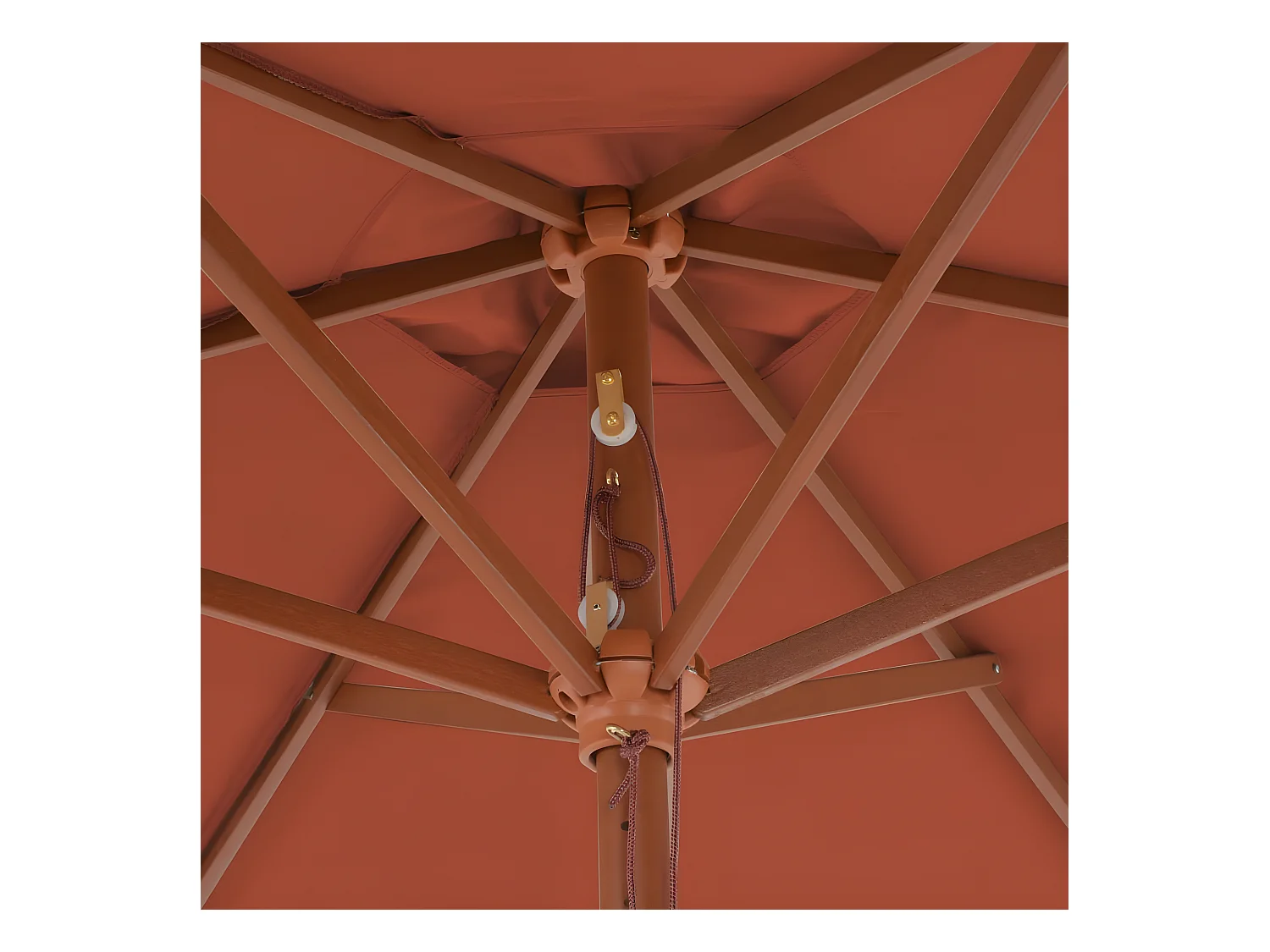 Parasol d'extérieur avec mât en bois 270 cm Terre cuite