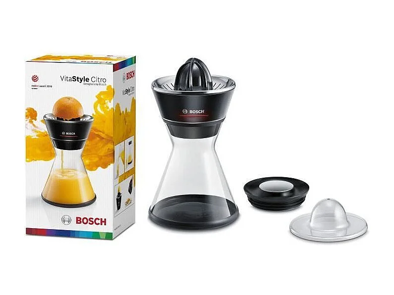 Presse-agrumes - BOSCH - MCP72GPB VitaStyle Citro - Noir / inox brossé - 40 W - LED - récipient verre 1 L - cône universel