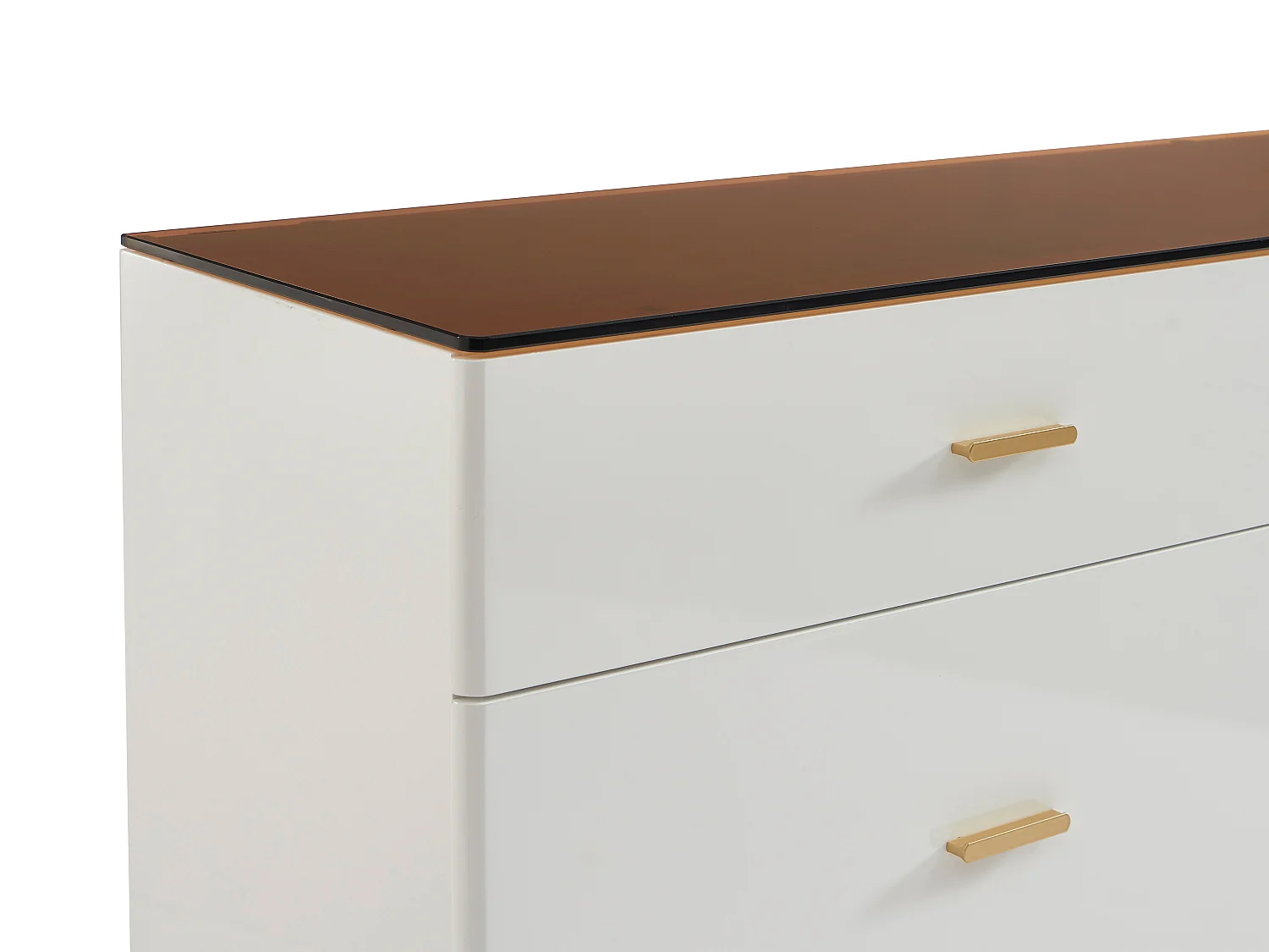 Kommode mit 6 Schubladen - MDF & Sicherheitsglas - Weiß lackiert & Braun - MATIRINA