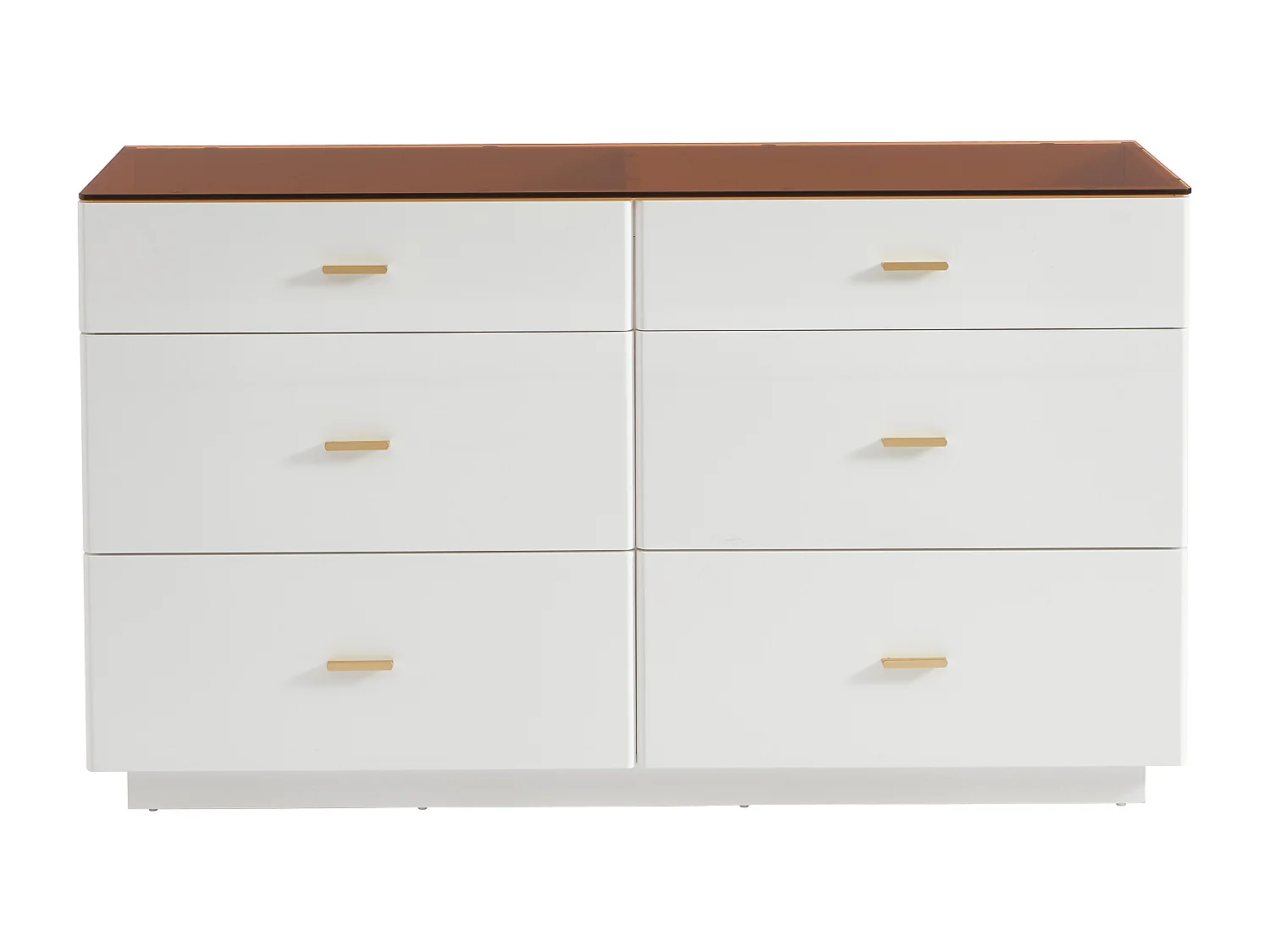 Kommode mit 6 Schubladen - MDF & Sicherheitsglas - Weiß lackiert & Braun - MATIRINA