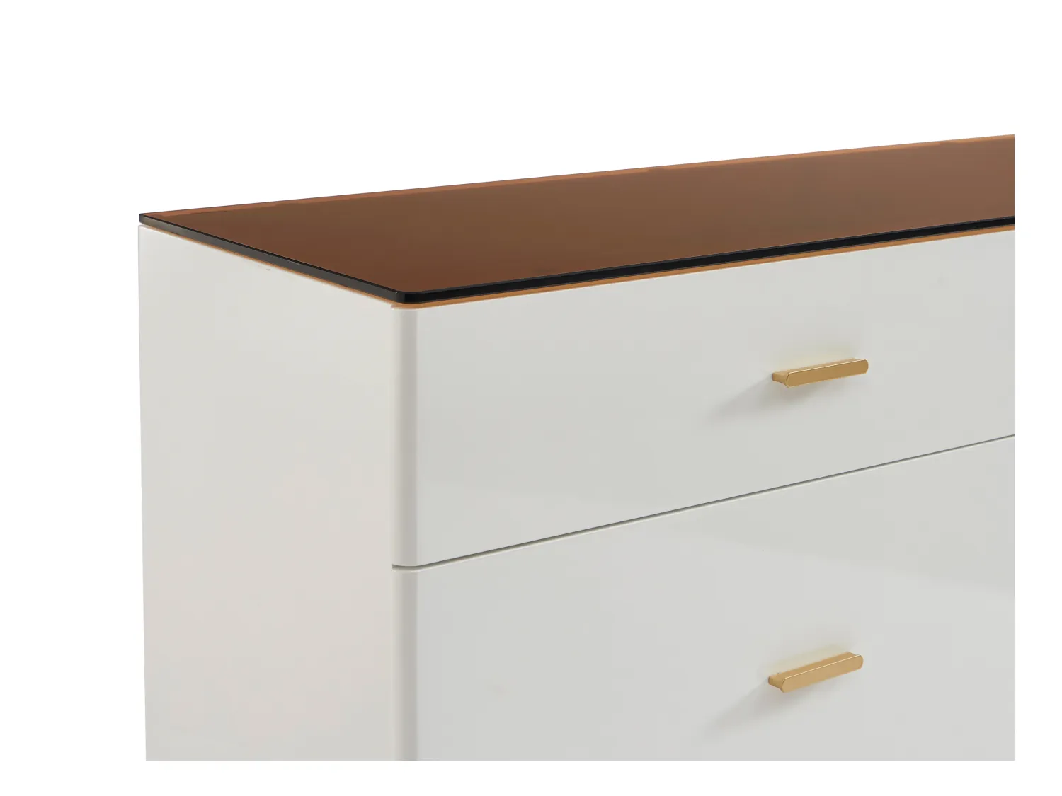 Kommode mit 6 Schubladen - MDF & Sicherheitsglas - Weiß lackiert & Braun - MATIRINA