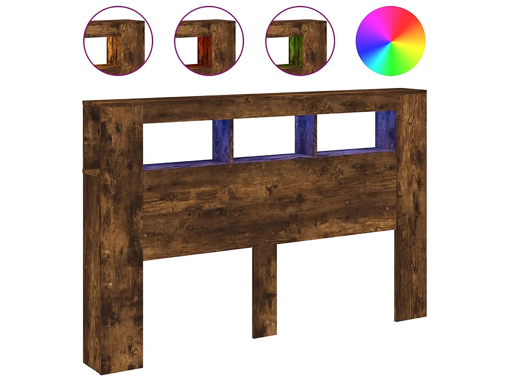 LED-Kopfteil Räuchereiche 160x18,5x103,5 cm Holzwerkstoff