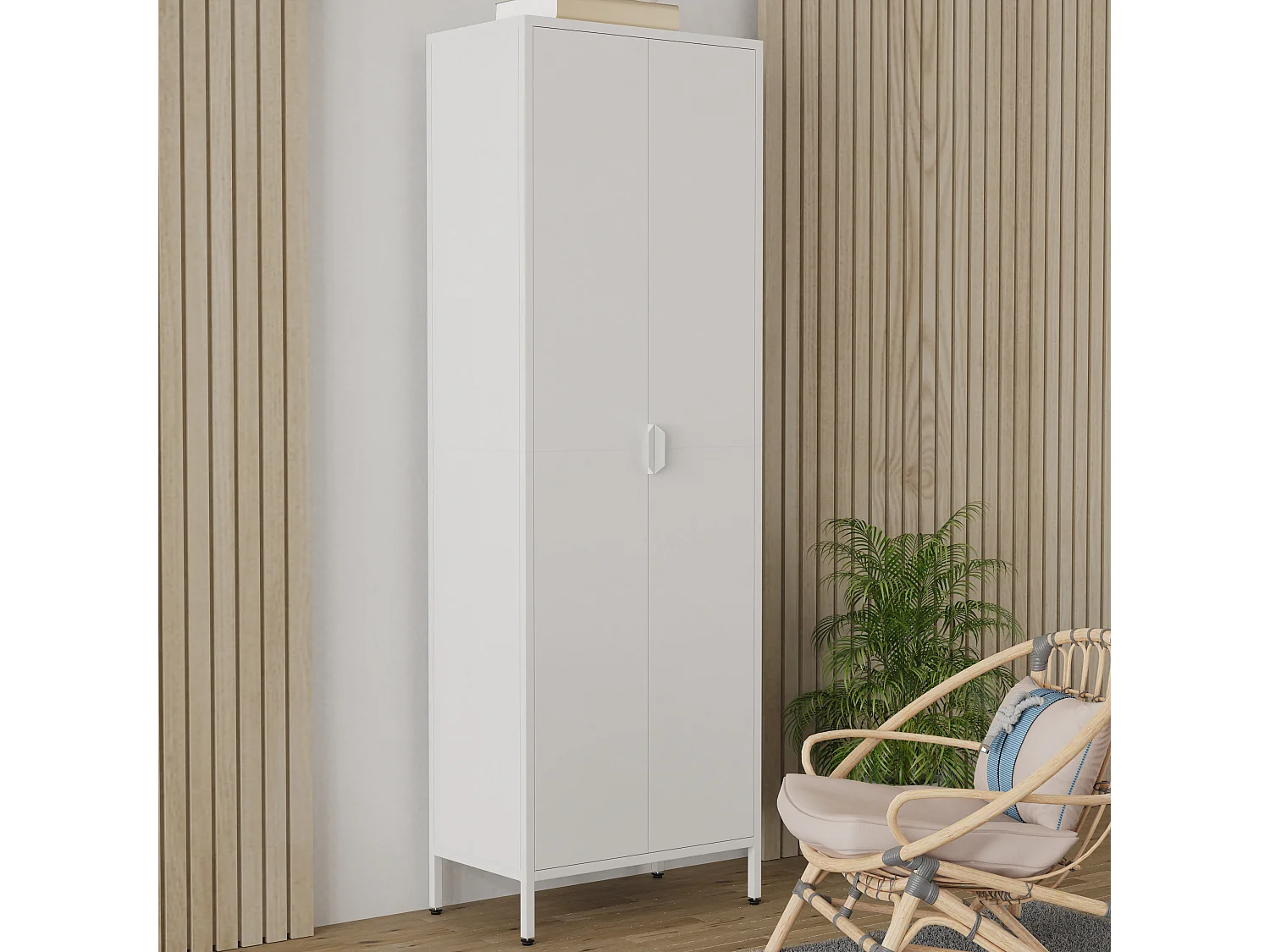 Office cabinet Flokas White H. 180 x W. 60 x D. 35 cm