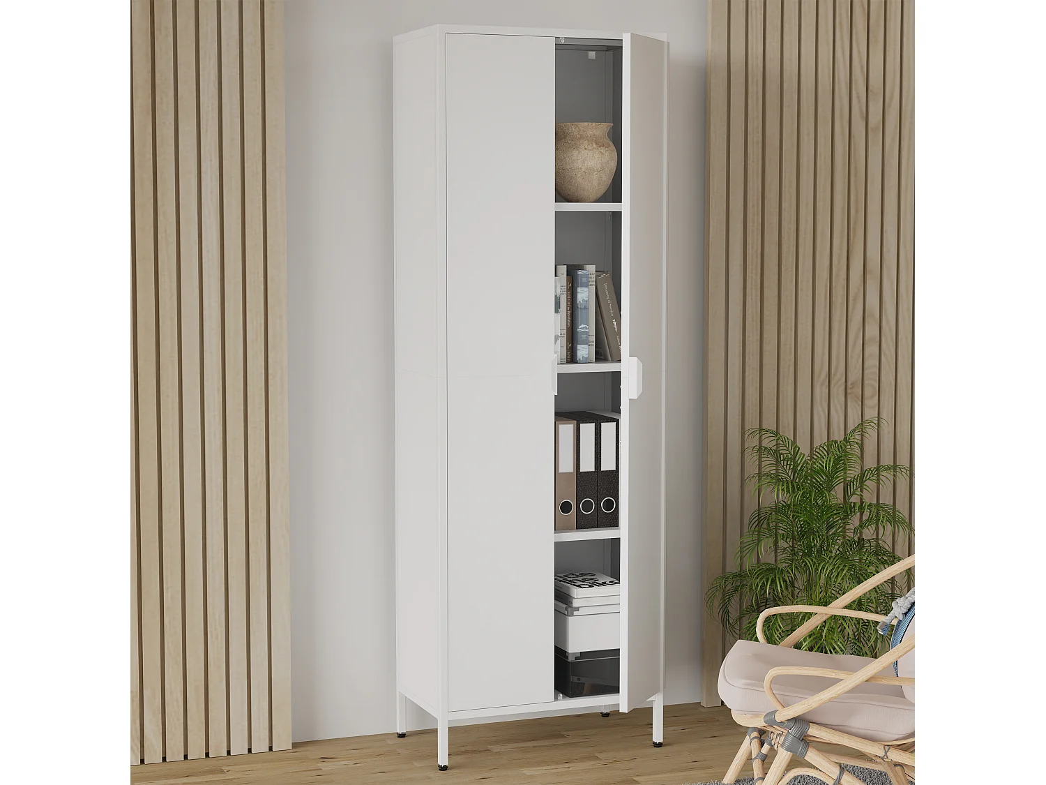Office cabinet Flokas White H. 180 x W. 60 x D. 35 cm