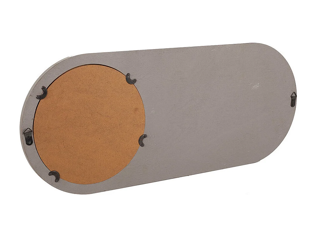 Cabide com espelho em madeira e metal cinza 60x5x30