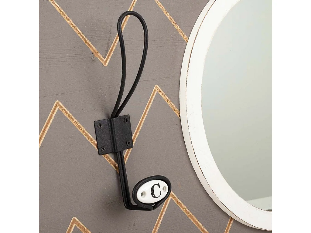 Cabide com espelho em madeira e metal cinza 60x5x30