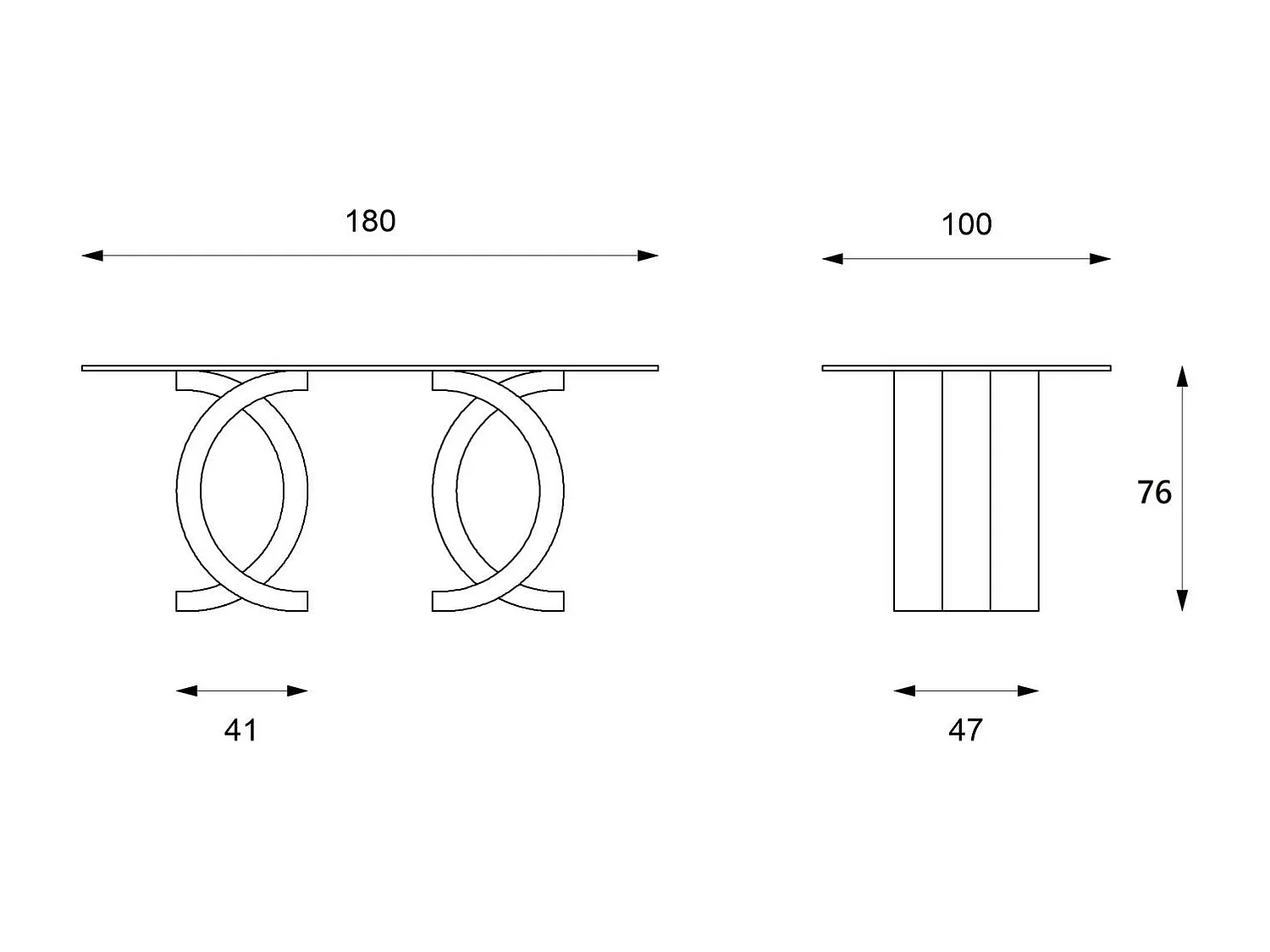 Olimpia Table fixe (180 x 100 Transparent) en verre trempé beige