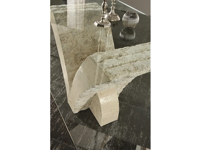 Papillon - Mesa fixa (180 x 100 - Transparente) em vidro temperado bege