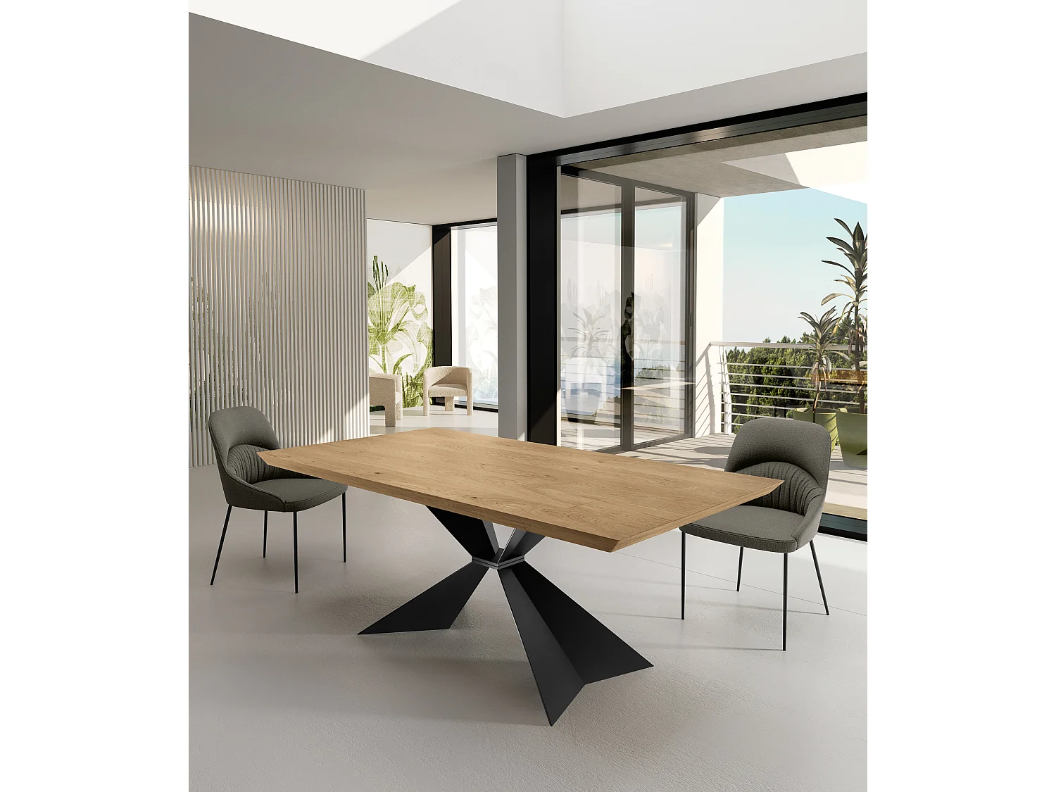 Stark Table fixe (200 x 100 cm) en placage noir