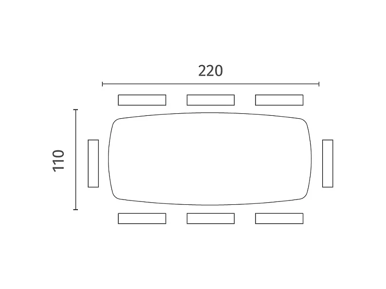 Thanos - Mesa fija (220 x 110 cm) en cerámica negra