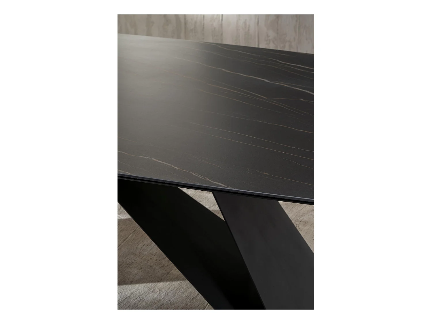 Thanos - Mesa fija (220 x 110 cm) en cerámica negra