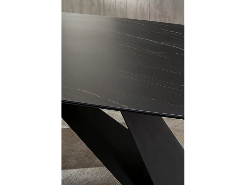 Thanos - Vaste tafel (220 x 110 cm) in zwart keramiek