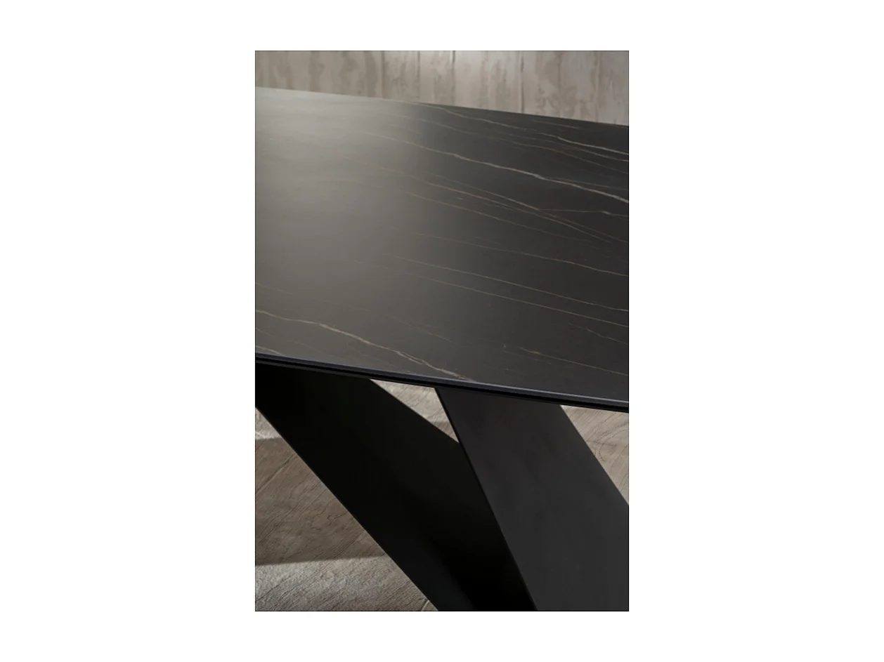 Thanos Table Fixe (220x110 cm) en Céramique Noire
