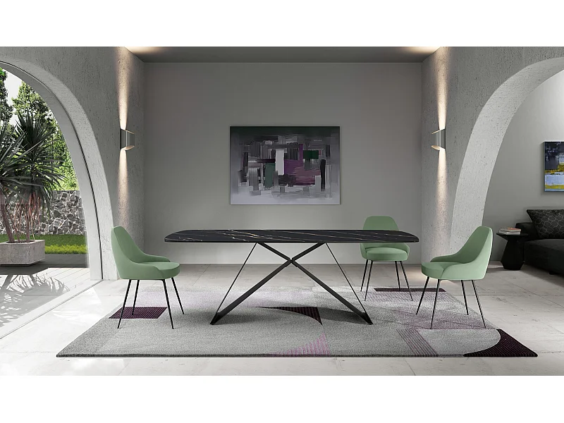 Thanos Table Fixe (220x110 cm) en Céramique Noire