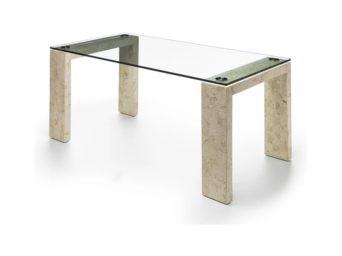 Millerighe – Fester Tisch (180 x 90 – transparent) aus beigem gehärtetem Glas