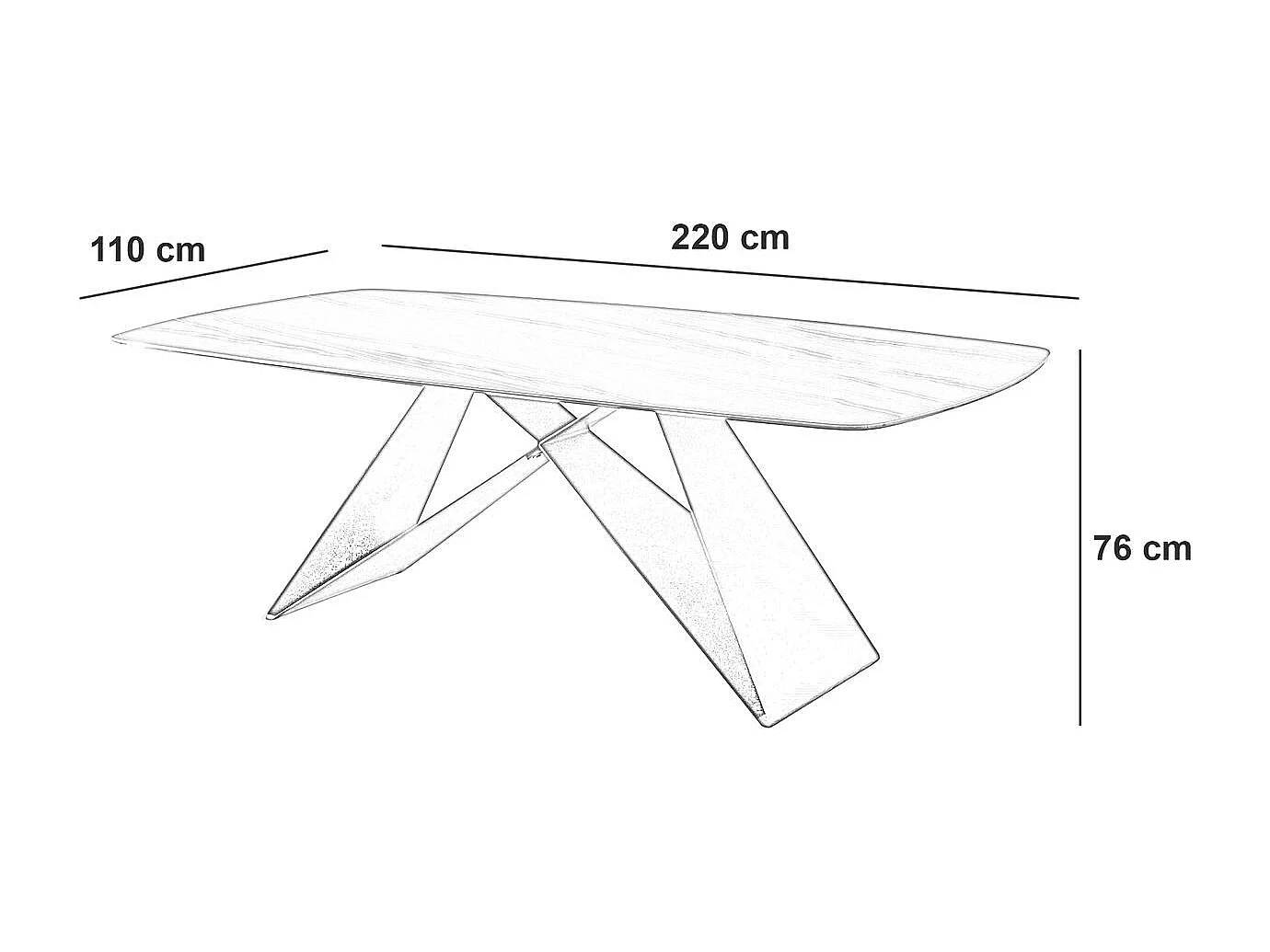 Thanos – Fester Tisch (220 x 110 cm) aus brauner Keramik
