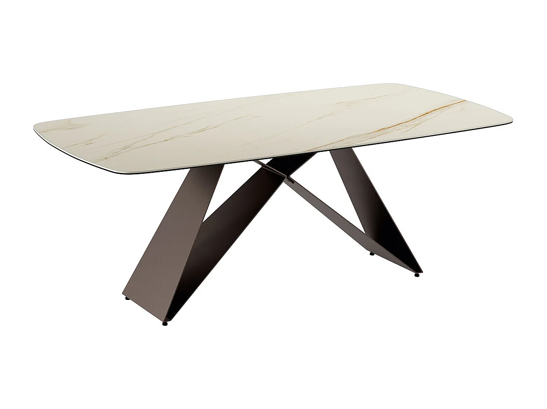 Thanos - Fester Tisch (220 x 110 cm) aus brauner Keramik