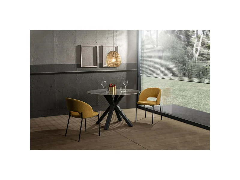 Loki - Mesa fija (120 x 120 cm) en cerámica maciza antracita