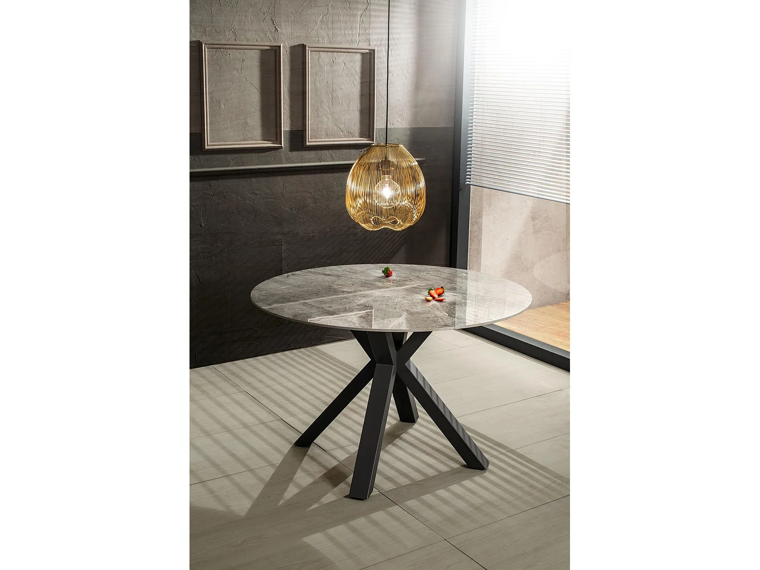 Loki Table fixe (120 x 120 cm) en céramique massif anthracite