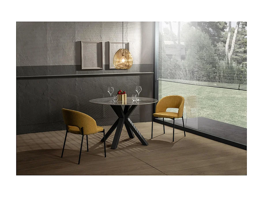 Loki Table fixe (120 x 120 cm) en céramique massif anthracite