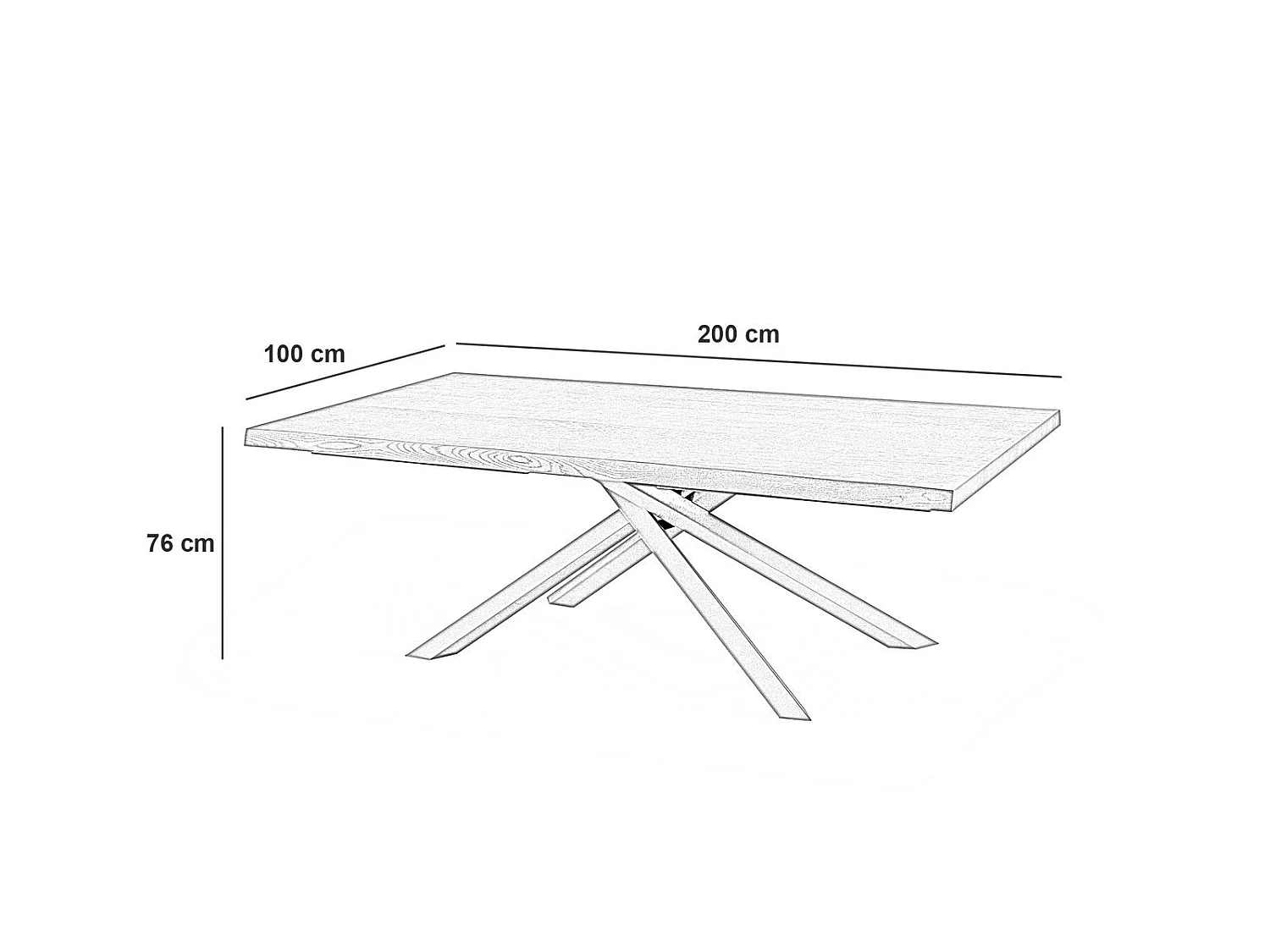 Spike - Fixed table (200 x 76 H cm) in black oak veneer