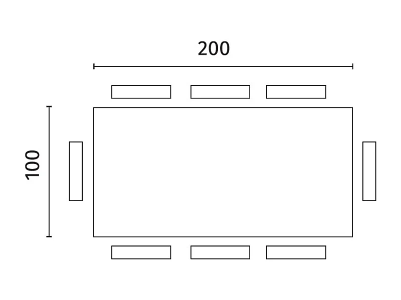 Spike - Fester Tisch (200 x 76 H cm) aus schwarzem Eichenfurnier
