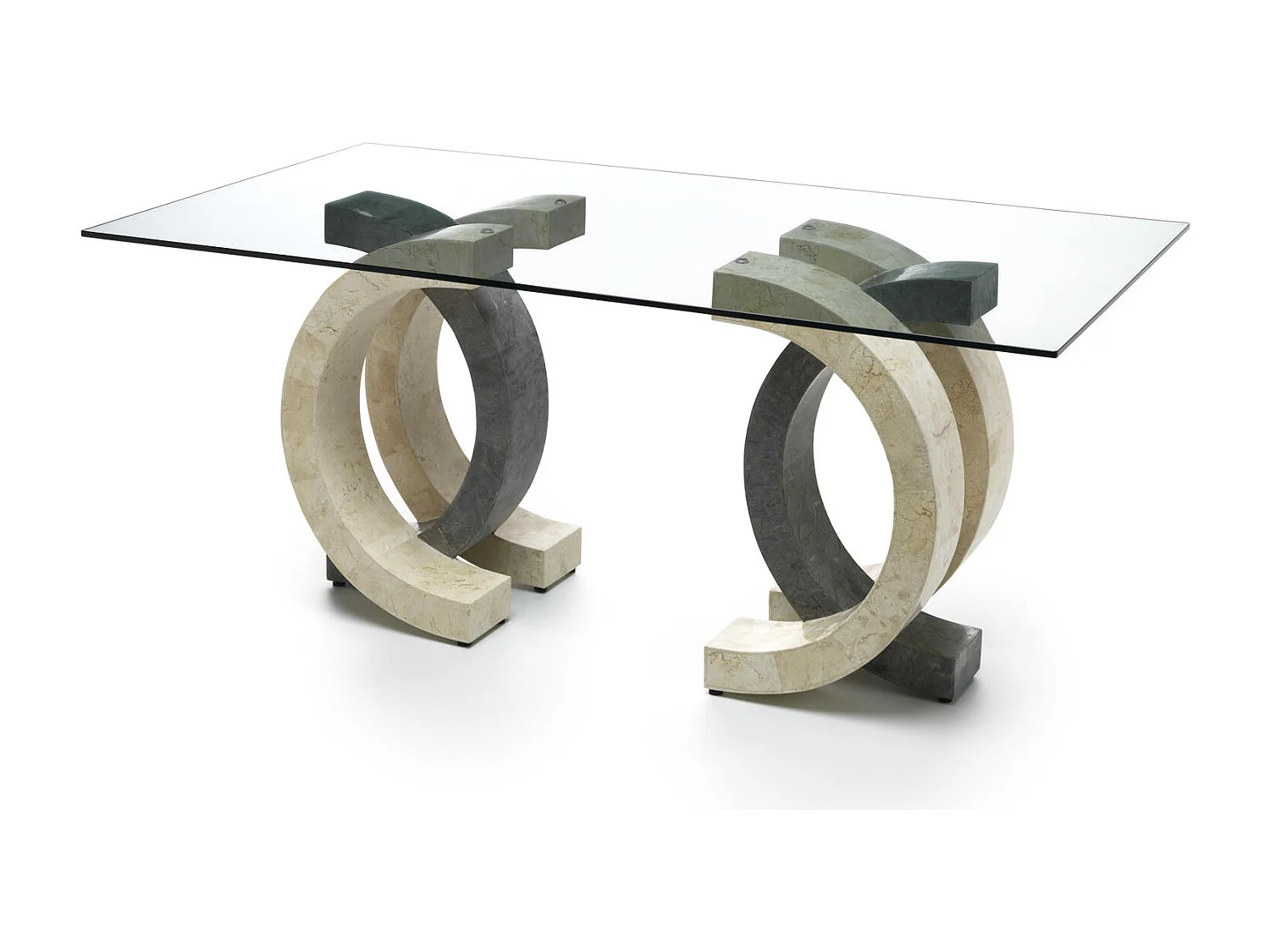 Olimpia - Tavolo fisso (180 x 100 - Trasparente) in vetro temperato grigio