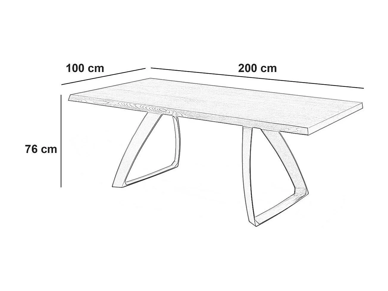 Bridge - Mesa Fixa (200 x 100 cm) em Carvalho Preto