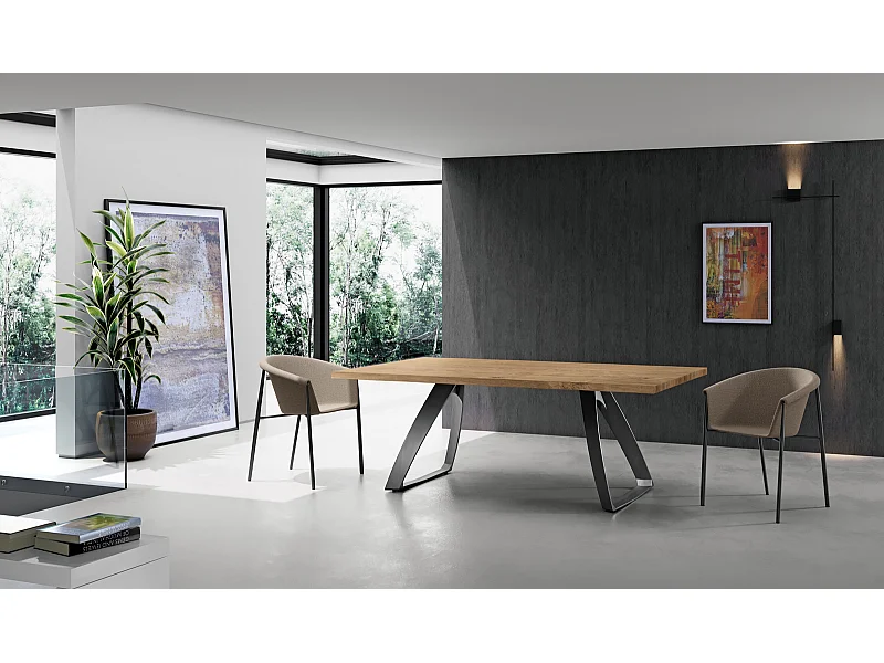 Bridge - Vaste tafel (200 x 100 cm) in zwart eikenhout