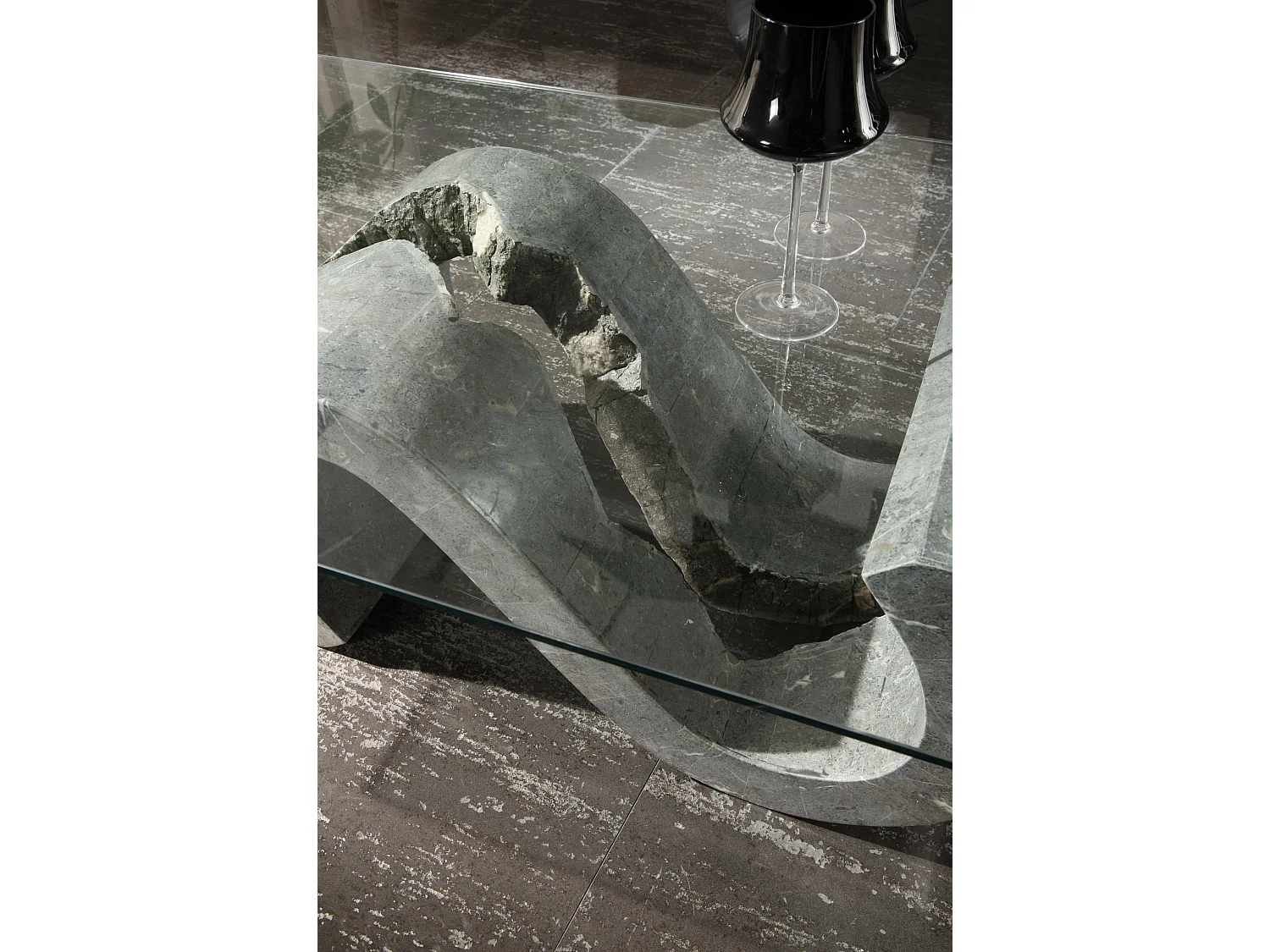 Flexus – Couchtisch (120 x 70 – transparent) aus grauem gehärtetem Glas