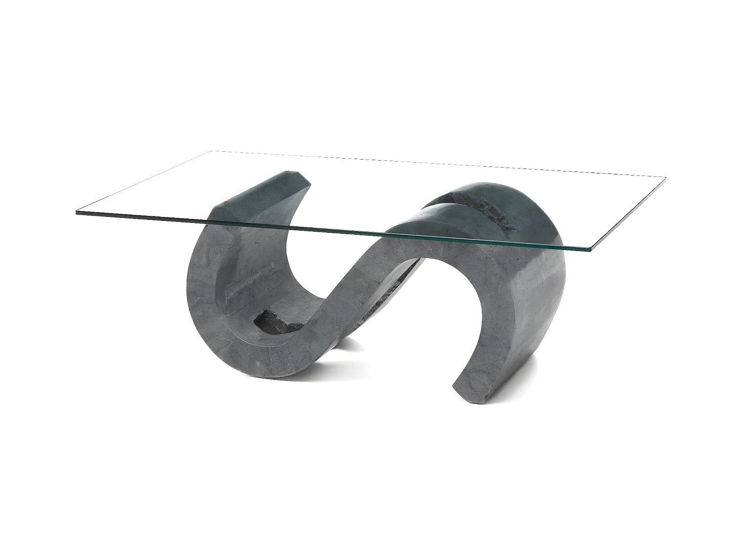 Flexus – Couchtisch (120 x 70 – transparent) aus grauem gehärtetem Glas