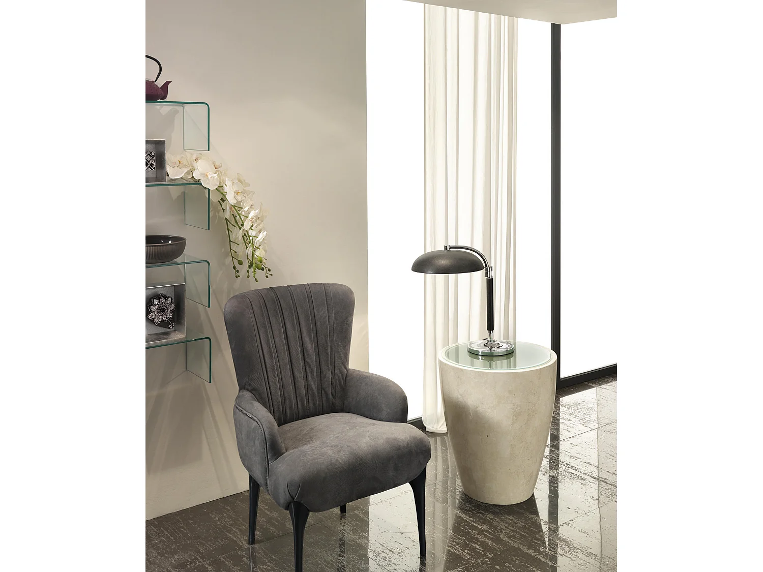 Bongo - Mesa de centro/auxiliar (50 x 50 - Transparente) en cristal templado beige