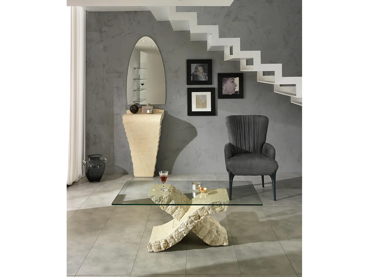 Xenon Table basse (120 x 70 Transparent) en verre trempé beige