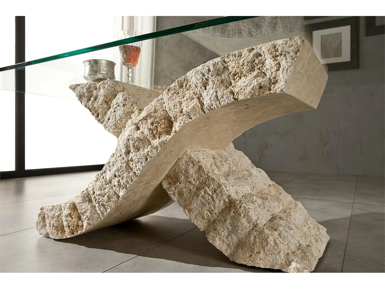 Xenon Table basse (120 x 70 Transparent) en verre trempé beige