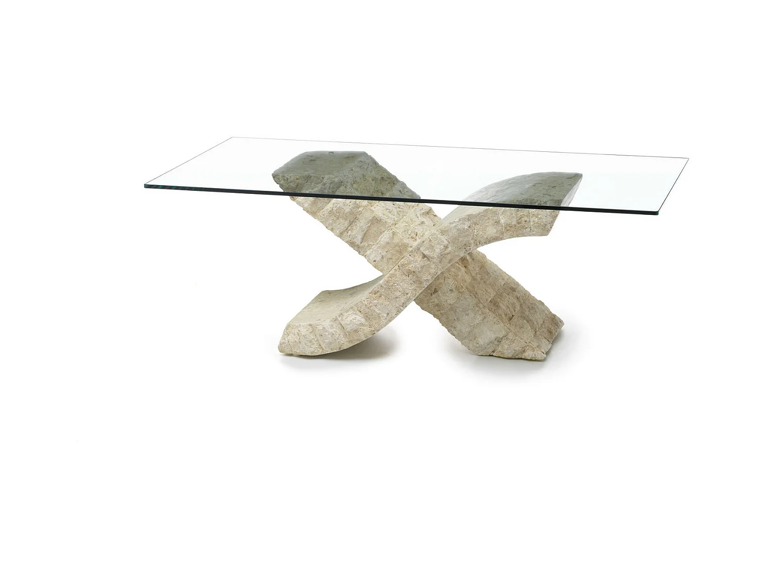 Xenon – Couchtisch (120 x 70 – transparent) aus beigem gehärtetem Glas