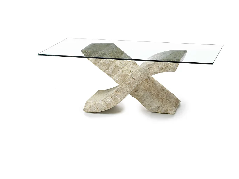 Xenon – Couchtisch (120 x 70 – transparent) aus beigem gehärtetem Glas