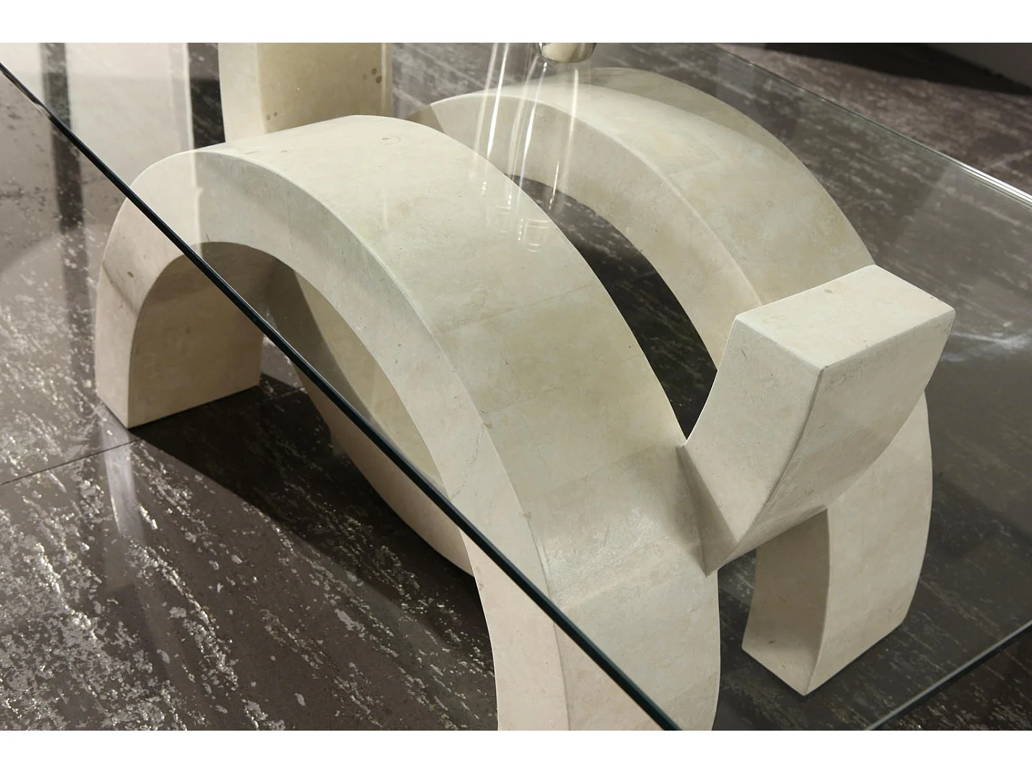 Olimpia - Tavolino (120 x 70 - Trasparente) in vetro temperato beige