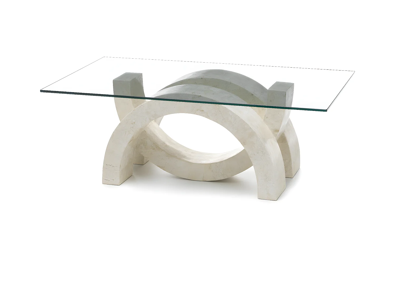 Olimpia – Couchtisch (120 x 70 – transparent) aus beigem gehärtetem Glas