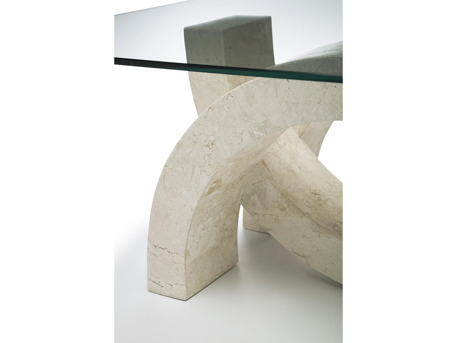 Olimpia - Couchtisch (120 x 70 - Transparent) aus beigefarbenem Hartglas