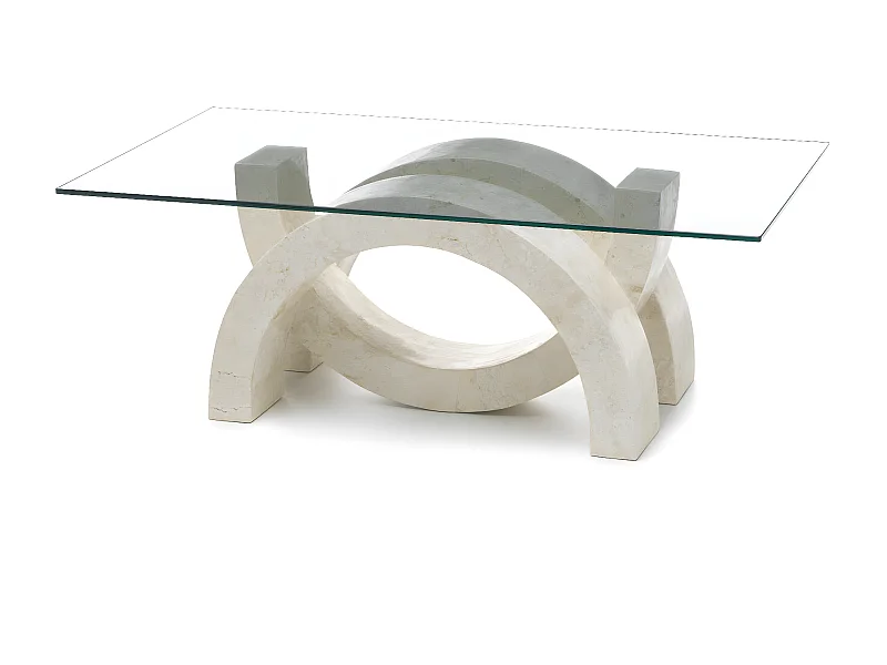 Olimpia - Couchtisch (120 x 70 - transparent) aus beigem gehärtetem Glas