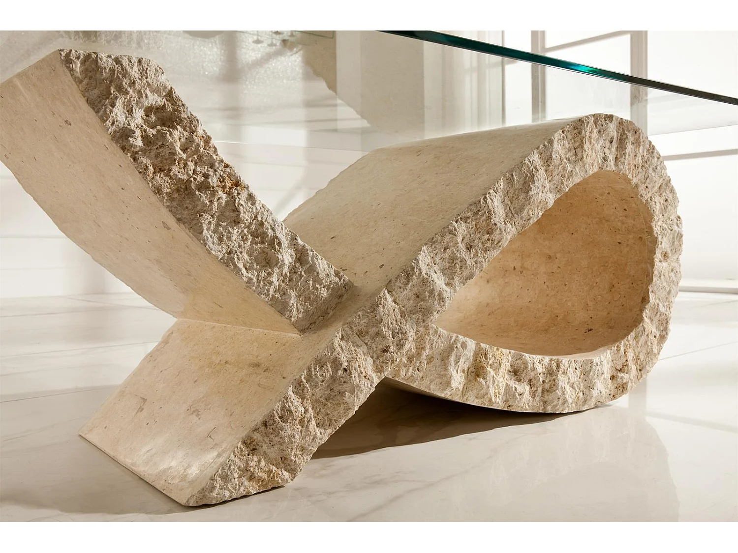 FIOCCO – Couchtisch (120 x 70 – transparent) aus weißem gehärtetem Glas